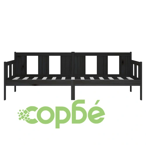 Дневно легло, черно, борово дърво масив, 80x200 см ➤ топ цена ➤ sorbe.bg