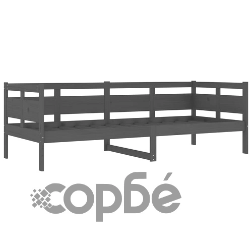Дневно легло, сиво, борово дърво масив, 80x200 см ➤ топ цена ➤ sorbe.bg
