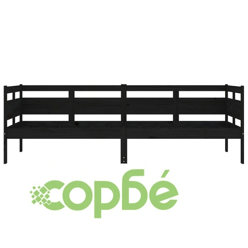 Дневно легло, черно, борово дърво масив, 80x200 см ➤ топ цена ➤ sorbe.bg