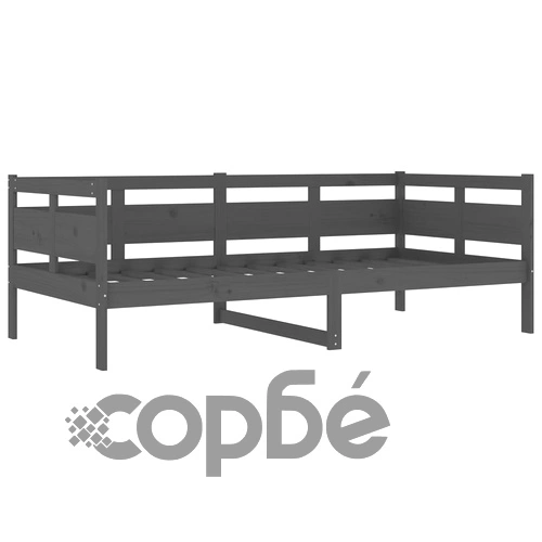 Дневно легло, сиво, борово дърво масив, 90x190 см ➤ топ цена ➤ sorbe.bg