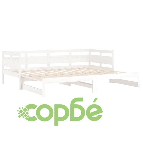 Разтегателно дневно легло, без матрак, бяло, 2x(90x200) см ➤ топ цена ➤ sorbe.bg