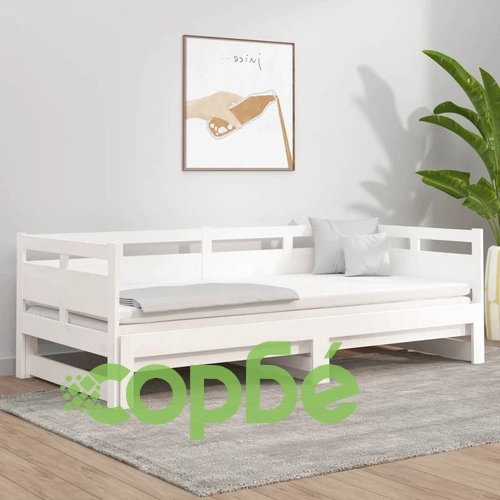 Разтегателно дневно легло, без матрак, бяло, 2x(90x200) см ➤ топ цена ➤ sorbe.bg