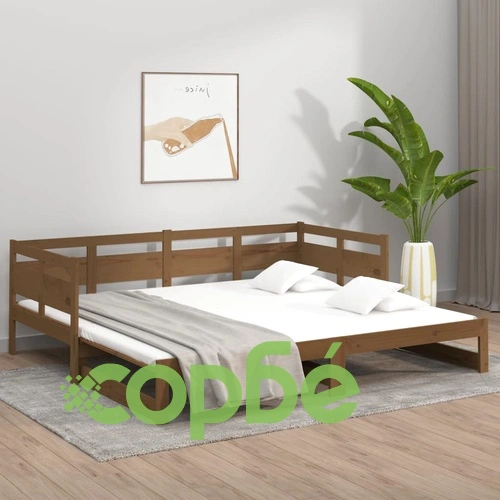 Разтегателно дневно легло без матрак меденокафяво 2x(90x200) см ➤ топ цена ➤ sorbe.bg