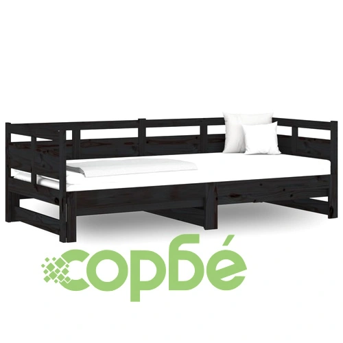 Разтегателно дневно легло, без матрак, черно, 2x(90x200) см ➤ топ цена ➤ sorbe.bg