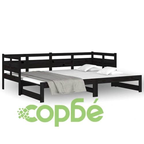 Разтегателно дневно легло, без матрак, черно, 2x(90x200) см ➤ топ цена ➤ sorbe.bg