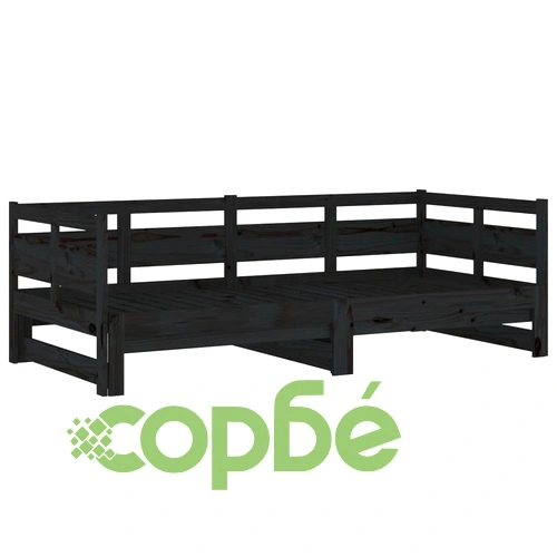 Разтегателно дневно легло, без матрак, черно, 2x(90x200) см ➤ топ цена ➤ sorbe.bg