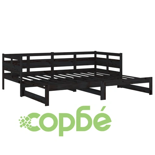 Разтегателно дневно легло, без матрак, черно, 2x(90x200) см ➤ топ цена ➤ sorbe.bg