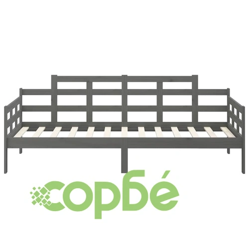 Дневно легло без матрак, сив, борово дърво масив, 90x200 см ➤ топ цена ➤ sorbe.bg
