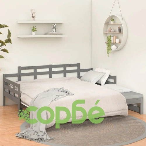 Разтегателно дневно легло, без матрак, сиво, 2x(90x200) см ➤ топ цена ➤ sorbe.bg