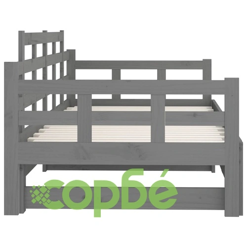 Разтегателно дневно легло, без матрак, сиво, 2x(90x200) см ➤ топ цена ➤ sorbe.bg