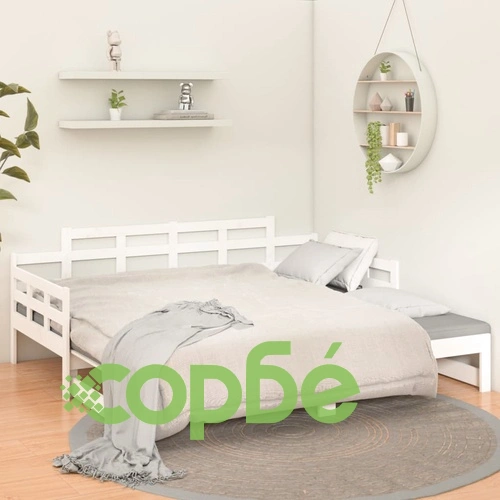Разтегателна кушетка, бяла, борово дърво масив, 2x(80x200) см ➤ топ цена ➤ sorbe.bg