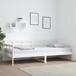 Дневно легло, бяло, борово дърво масив, 90x200 см