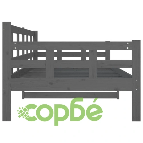 Дневно легло без матрак, сив, борово дърво масив, 90x200 см ➤ топ цена ➤ sorbe.bg