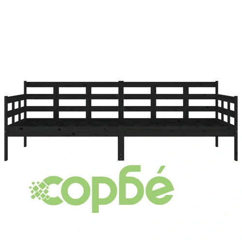 Дневно легло без матрак, черен, борово дърво масив, 90x200 см ➤ топ цена ➤ sorbe.bg