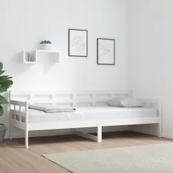 Дневно легло, бяло, борово дърво масив, 80x200 см