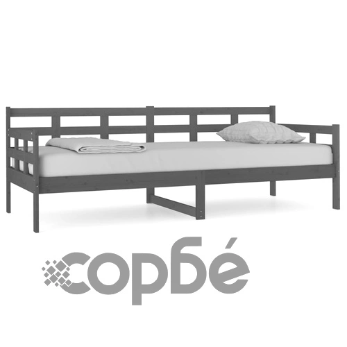 Дневно легло, сиво, борово дърво масив, 80x200 см ➤ топ цена ➤ sorbe.bg