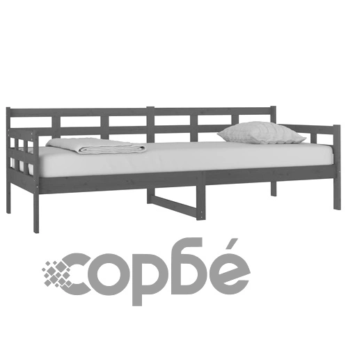 Дневно легло, сиво, борово дърво масив, 80x200 см ➤ топ цена ➤ sorbe.bg