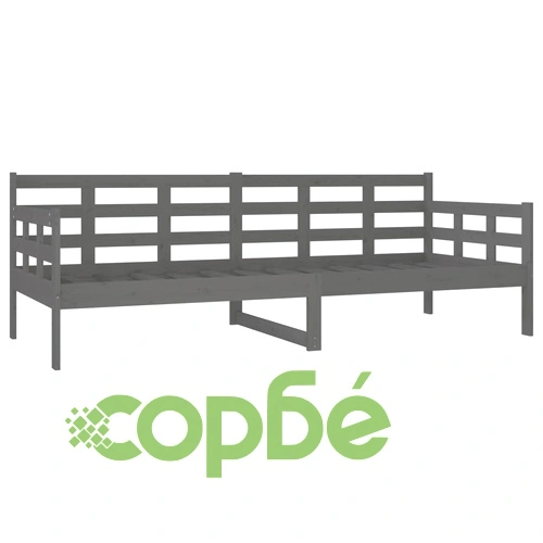 Дневно легло, сиво, борово дърво масив, 80x200 см ➤ топ цена ➤ sorbe.bg