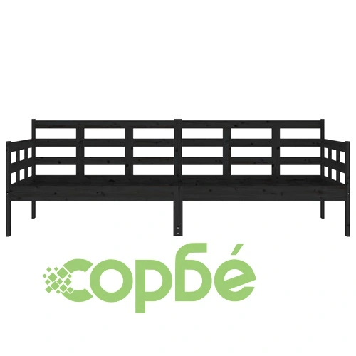 Дневно легло, черно, борово дърво масив, 80x200 см ➤ топ цена ➤ sorbe.bg