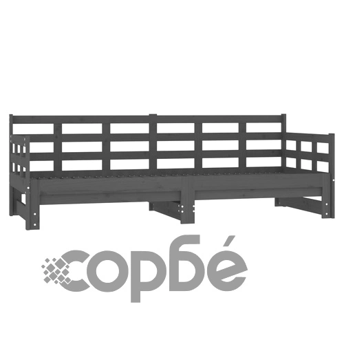 Разтегателна кушетка, сива, борово дърво масив, 2x(80x200) см ➤ топ цена ➤ sorbe.bg