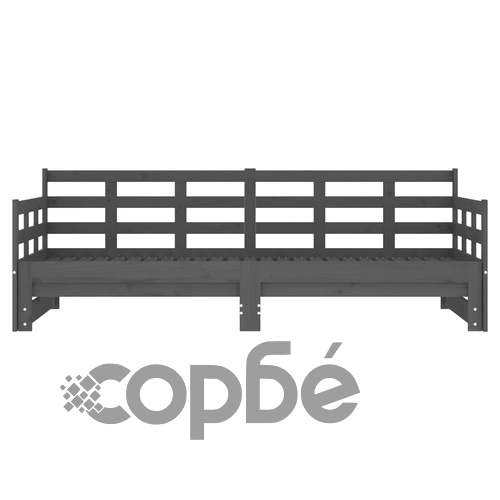 Разтегателна кушетка, сива, борово дърво масив, 2x(80x200) см ➤ топ цена ➤ sorbe.bg
