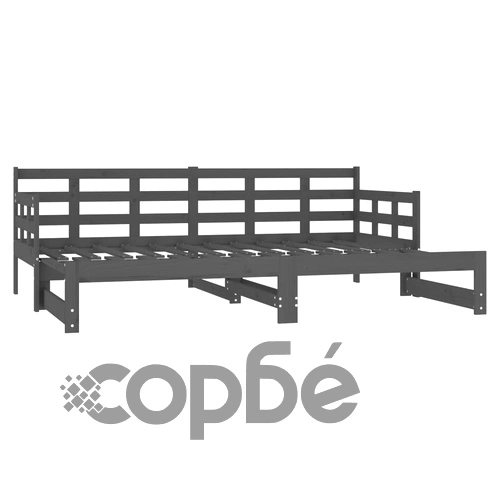 Разтегателна кушетка, сива, борово дърво масив, 2x(80x200) см ➤ топ цена ➤ sorbe.bg