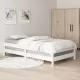Стифиращо легло, бяло, борово дърво масив, 90x200 см