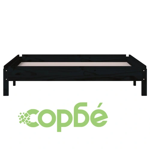 Стифиращо легло, черно, борово дърво масив, 90x200 см ➤ топ цена ➤ sorbe.bg