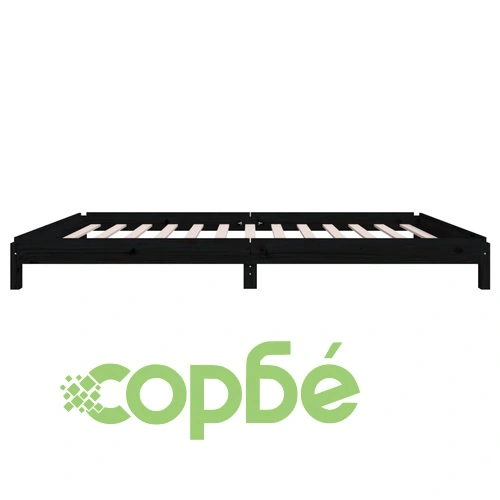 Стифиращо легло, черно, борово дърво масив, 90x200 см ➤ топ цена ➤ sorbe.bg