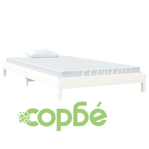 Стифиращо легло бяло 80x200 см масивно борово дърво ➤ топ цена ➤ sorbe.bg