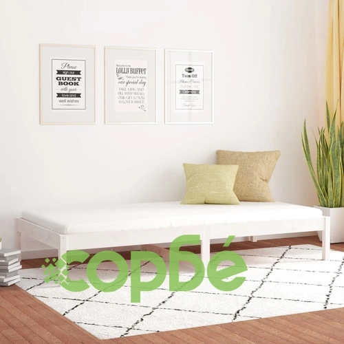 Дневно легло Бял 90x190 см Single борово дърво масив ➤ топ цена ➤ sorbe.bg
