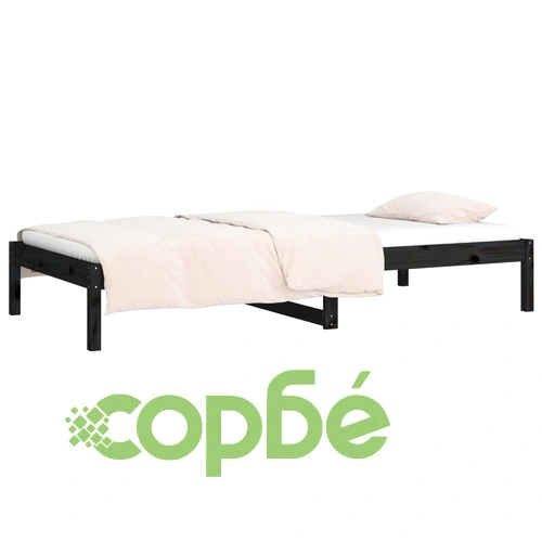 Дневно легло черно 90x190 см Single борово дърво масив ➤ топ цена ➤ sorbe.bg