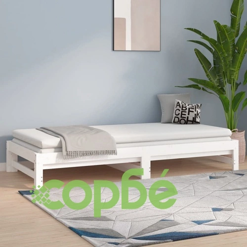 Разтегателно дневно легло, без матрак, бяло, 2x(90x200) см ➤ топ цена ➤ sorbe.bg