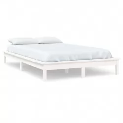 Рамка за легло, бяла, 140х200 см, бор масив