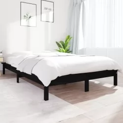 Рамка за легло, Черен, бор масив, 120x190 см, 4FT Small Double