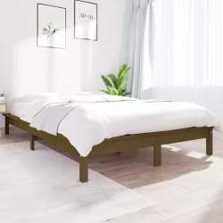 Рамка за легло, меденокафява, бор масив, 140x190 см