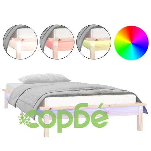 Рамка за легло с LED осветление 90x200 см масивно дърво ➤ топ цена ➤ sorbe.bg