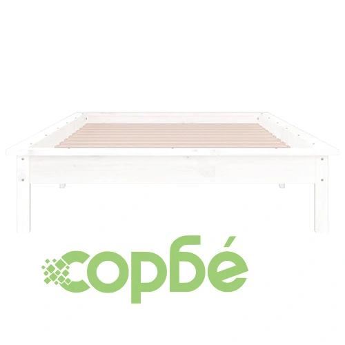 LED Рамка за легло, бяла, 90x200 см, масивно дърво ➤ топ цена ➤ sorbe.bg