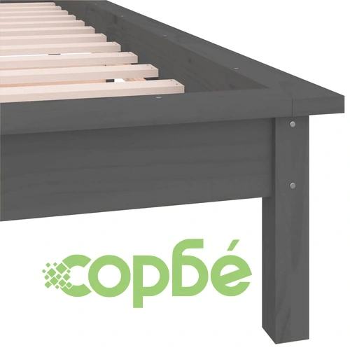 Рамка за легло с LED осветление сива 90x200 см масивно дърво ➤ топ цена ➤ sorbe.bg
