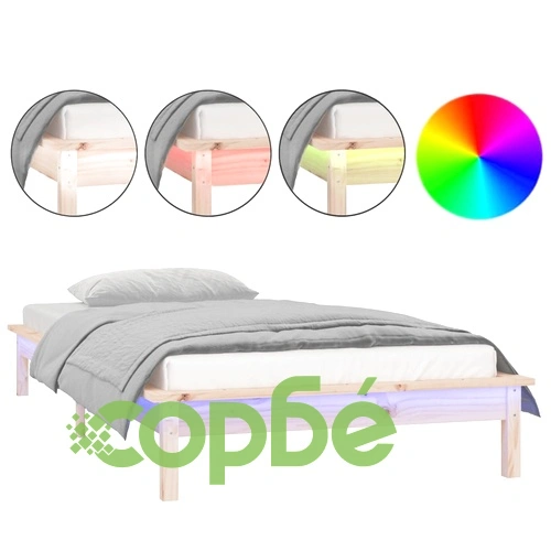 Рамка за легло с LED осветление 100x200 см масивно дърво ➤ топ цена ➤ sorbe.bg