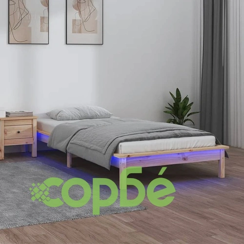 Рамка за легло с LED осветление 100x200 см масивно дърво ➤ топ цена ➤ sorbe.bg