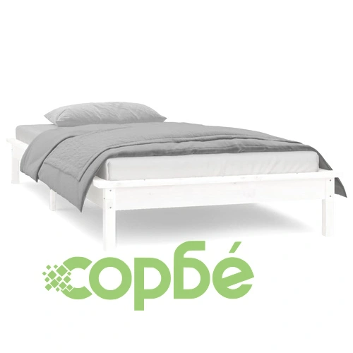 Рамка за легло с LED осветление бяла 100x200 см масивно дърво ➤ топ цена ➤ sorbe.bg