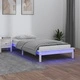 Рамка за легло с LED осветление бяла 100x200 см масивно дърво