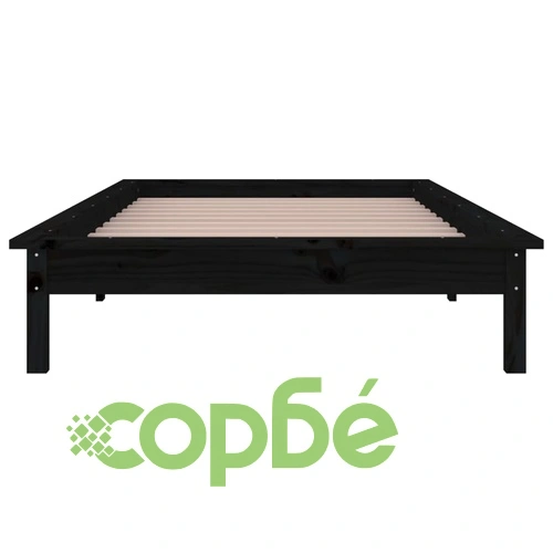 Рамка за легло с LED осветление черна 100x200 см масивно дърво ➤ топ цена ➤ sorbe.bg