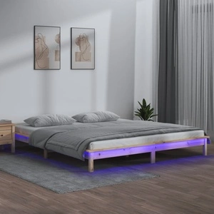 LED рамка за легло 150x200 см King Size масивно дърво