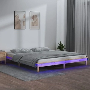 Рамка за легло с LED осветление 160x200 см масивно дърво