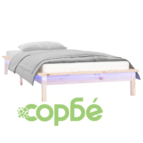 LED рамка за легло 75x190 см Small Single дърво масив ➤ топ цена ➤ sorbe.bg