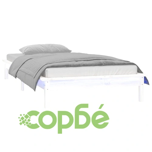 LED рамка за легло бяло 75x190 см Small Single дърво масив ➤ топ цена ➤ sorbe.bg