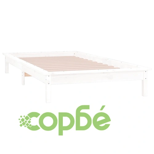 LED рамка за легло бяло 75x190 см Small Single дърво масив ➤ топ цена ➤ sorbe.bg