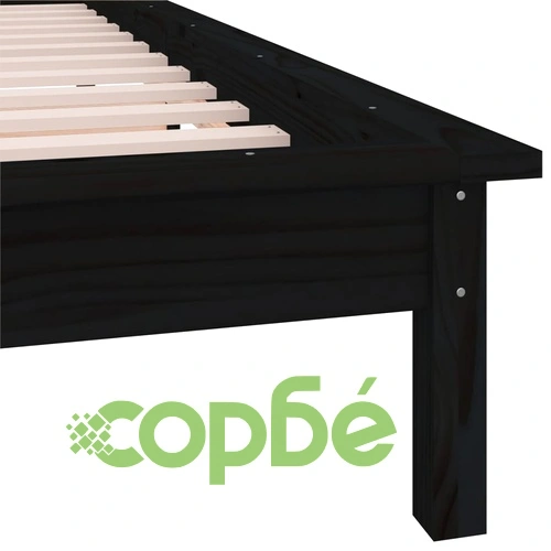 LED рамка за легло черна 75x190 см Small Single дърво масив ➤ топ цена ➤ sorbe.bg